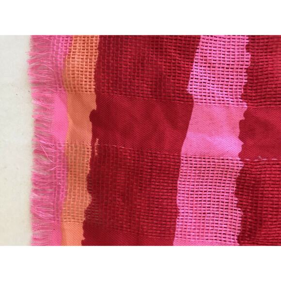 Guess Rectangular Scarf Striped Fringe Color Block FLAWS - Picture 11 of 12